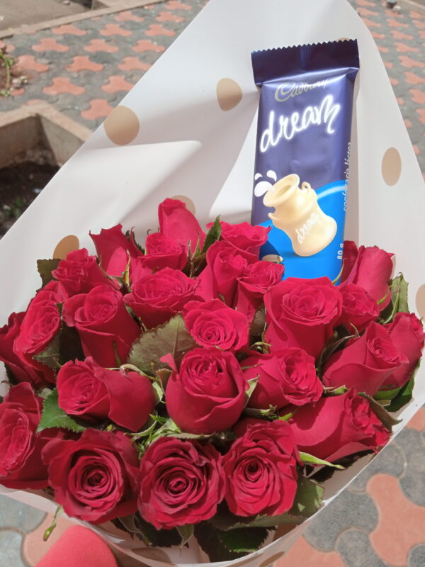 20 RED ROSES AND CHOCOLATE