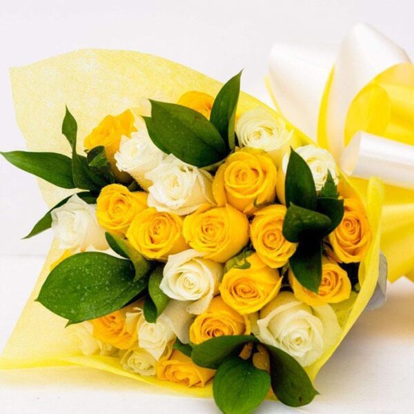 WHITE AND YELLOW ROSES